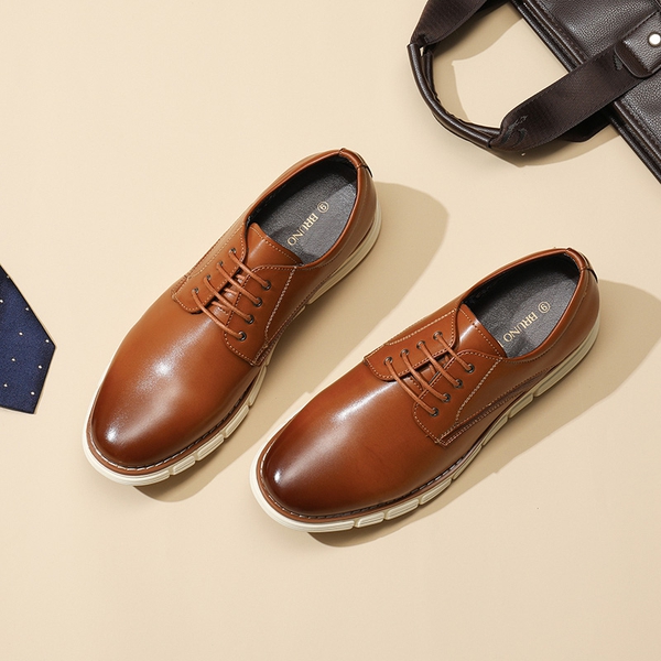 [CrossFlex NeatPolish] Men's Wide Width Non-Slip Dress Sneakers - BROWN - 8